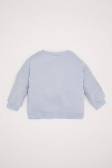 سويت شيرت بيبي بناتي قصة عادية ببطانة ناعمة بطبعة يونيكورن