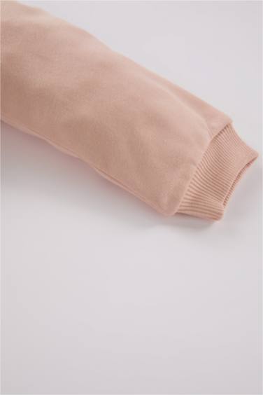 Baby Girl Shirt Collar Printed Soft Furry Inside Sweatshirt