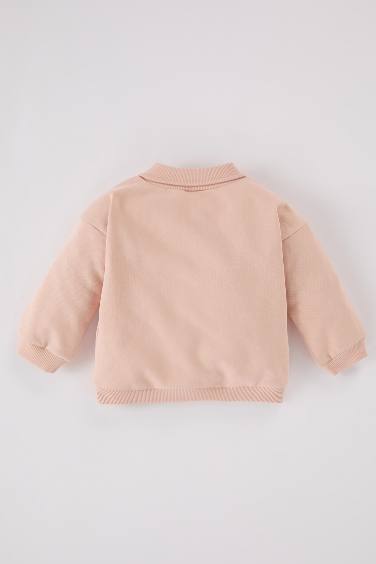 Baby Girl Shirt Collar Printed Soft Furry Inside Sweatshirt