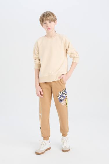 Boy Printed Elastic Waist Thick Sweatpants