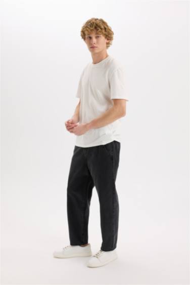 بنطلون قطن جينز قصة مريحة فضفاضة برجل واسع وايد ليج