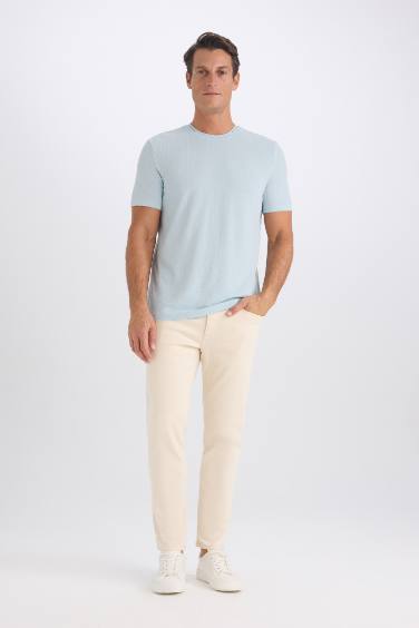 дөңгелек жаға жолақты тығыз мата Қысқа жеңді футболка