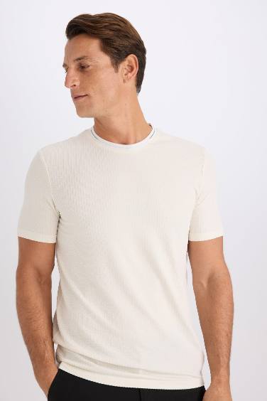 Slim Fit Crew Neck Crinkle T-Shirt