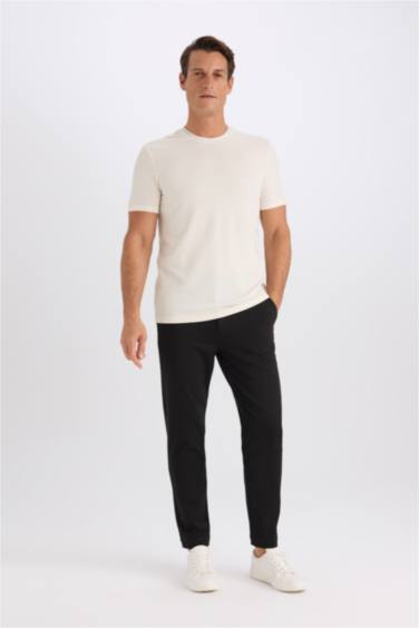 Slim Fit Crew Neck Crinkle Short Sleeve T-Shirt