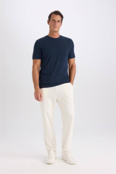 Slim Fit Crew Neck Crinkle Short Sleeve T-Shirt