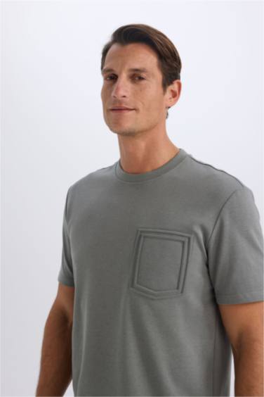 Regular Fit Crew Neck Short Sleeve Heavy Fabric T-Shirt