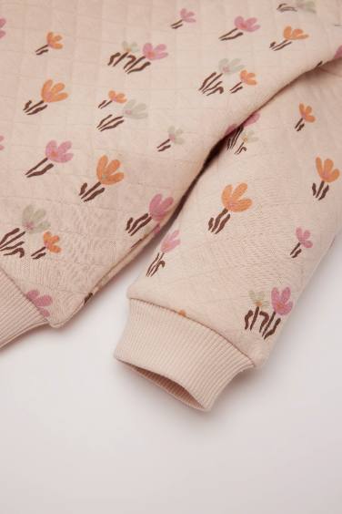 Ensemble Sweatshirt fleuri à col rondet leggings évasés pout bébé fille