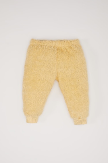 طقم بيجامة بنات من قطيفة برقبة مستديرة من قطعتين