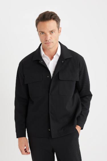 Relax Fit Polo Neck Shirt Jacket