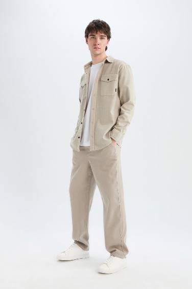 %100 Pamuk Bol Rahat Kesim Wide Leg Geniş Paça Yazlık Keten Görünümlü Pantolon