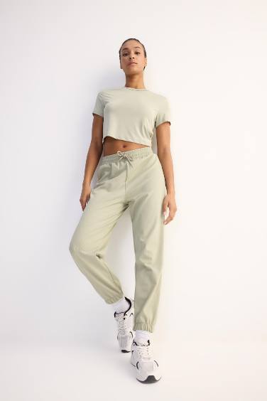 DeFactoFit Crew Neck Basic Sports Crop Top T-Shirt