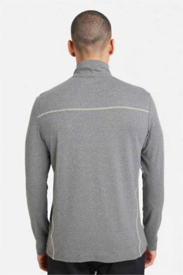 Esnek Kumaş Standart Fit Fermuarlı Dik Yaka Sporcu Uzun Kollu Tişört