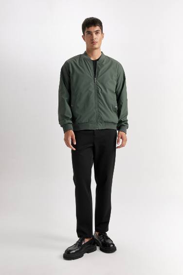 Su İtici Slim Fit Dar Kesim Bomber Kolej Yaka Fermuarlı Çift Cepli Mevsimlik Hafif Mont