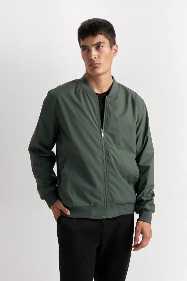 Su İtici Slim Fit Dar Kesim Bomber Kolej Yaka Fermuarlı Çift Cepli Mevsimlik Hafif Mont