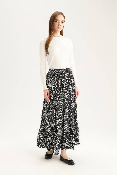 Printed Viscose Maxi Skirt