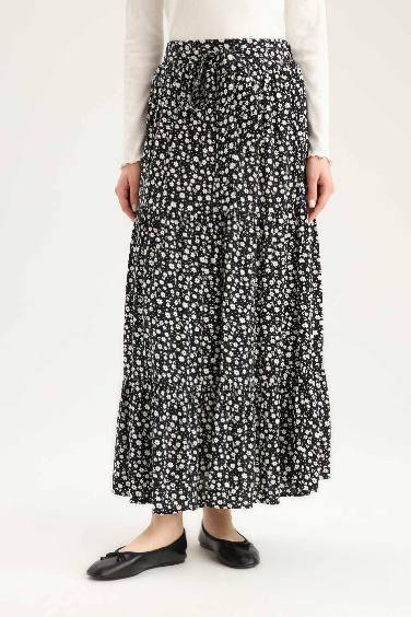 Jupe longue imprimée en viscose
