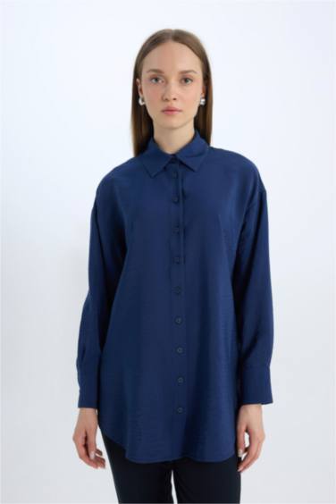 Relax Fit Basic Long Sleeve Shirt Tunic