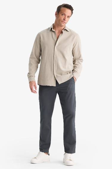 Regular Fit Pocketed Straight Leg Chino Pants