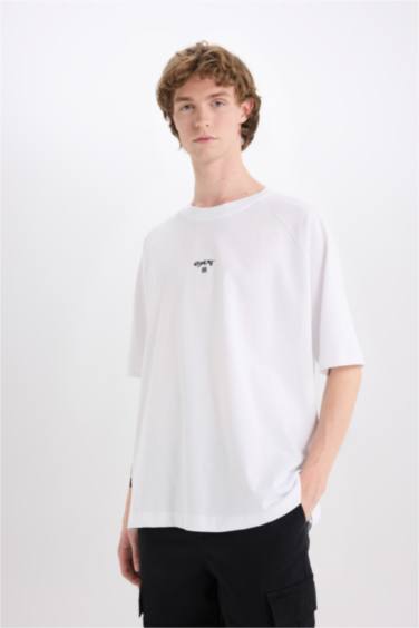 Loose Fit Crew Neck Printed Short Sleeve T-Shirt