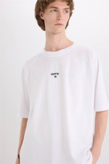 Loose Fit Crew Neck Printed Short Sleeve T-Shirt