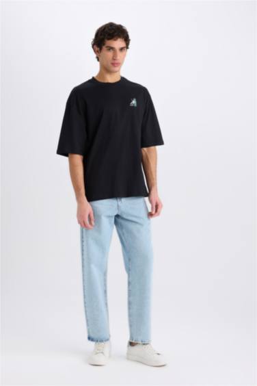 Loose Fit Crew Neck Printed Short Sleeve T-Shirt