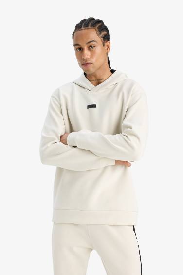 DeFactoFit Standard Fit Hooded Scuba Fabric Sports Sweatshirt