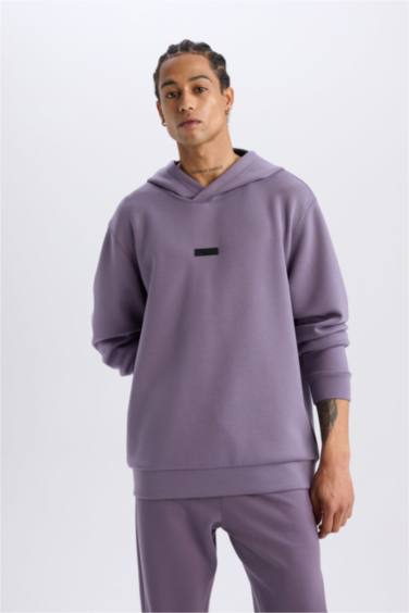 Standart Fit Kapüşonlu Skuba Dalgıç Kumaş Sporcu Sweatshirt