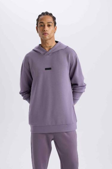 Standart Fit Kapüşonlu Skuba Dalgıç Kumaş Sporcu Sweatshirt