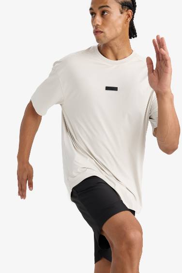 DeFactoFit Boxy Fit Crew Neck Printed Sports T-Shirt