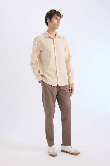 قميص بولو بيج قطن كم طويل قصة عادية