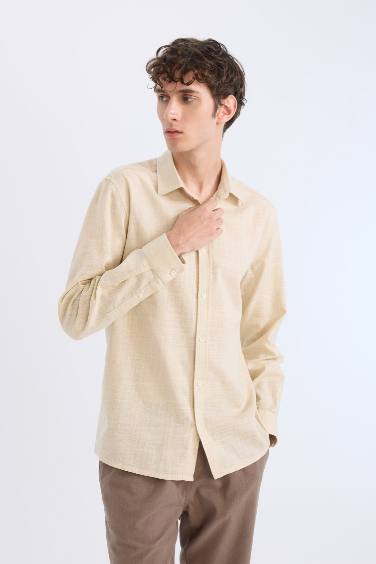 قميص بولو بيج قطن كم طويل قصة عادية