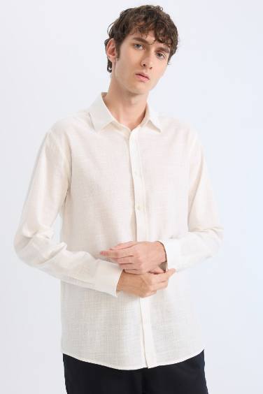 Regular Fit Polo Collar Long Sleeve Shirt