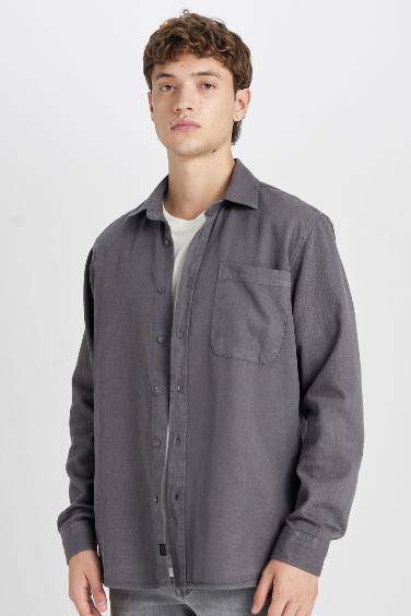 Regular Fit Basic Cotton Long Sleeve Shirt