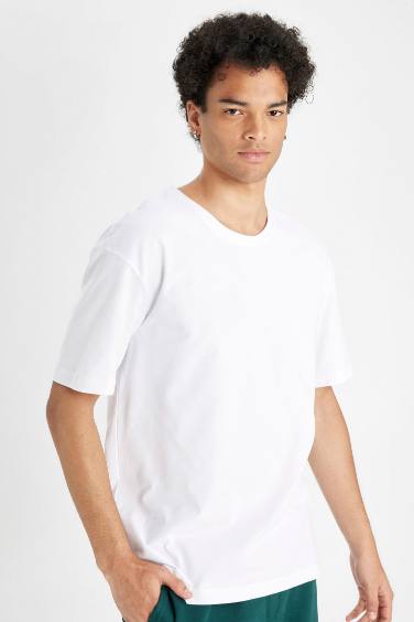 Boxy Fit Crew Neck Short Sleeve Basic T-Shirt