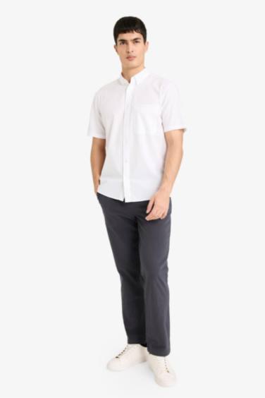 Regular Fit Polo Collar Oxford Short Sleeve Shirt