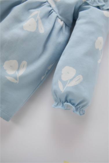 Baby Girl Patterned Long Sleeve Sweatshirt Fabric Dress