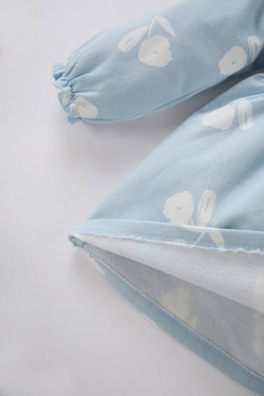 Baby Girl Patterned Long Sleeve Sweatshirt Fabric Dress