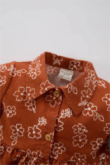 Baby Girl Floral Long Sleeve Flannel Dress