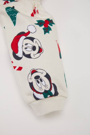 Kız Bebek Disney Mickey & Minnie Bisiklet Yaka Yılbaşı Temalı Uzun Kollu Elbise