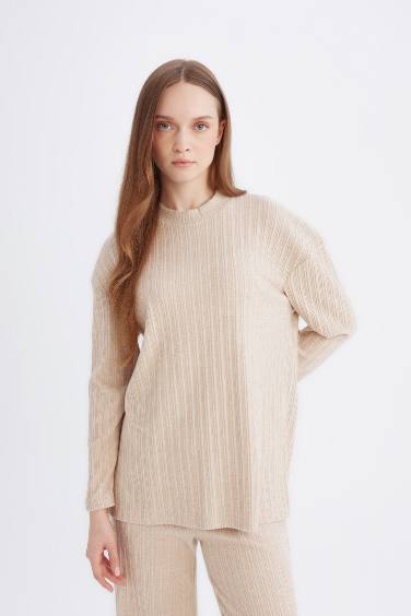Relax Fit Inside Soft Fluffy Corduroy Side Slit Tunic