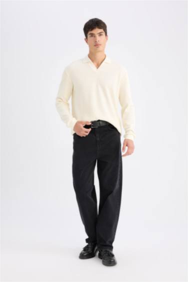 Sweatshirt à col polo et coupe régulière