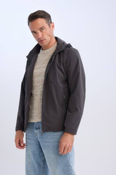 Slim Fit Hooded Lined Zippered Pocketed Seasonal Jacket