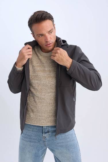 Slim Fit Hooded Lined Zippered Pocketed Seasonal Jacket