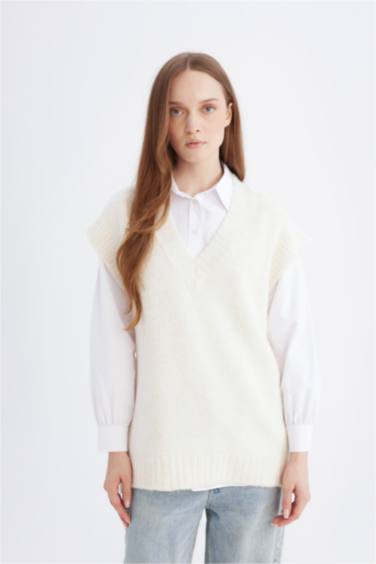 Relax Fit Yarım Balıkçı Yaka Basic Düz Triko Süveter