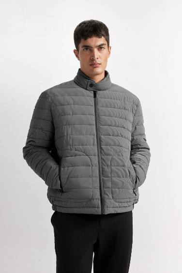 Slim Fit Приталенный Стойка Воротник Куртка на молнии