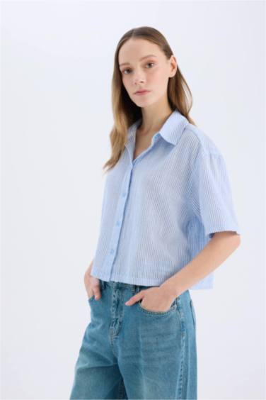 Oversize Fit Linen Look Short Sleeve Shirt