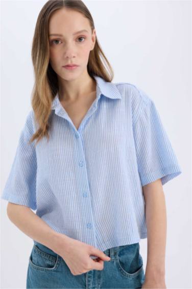 Oversize Fit Linen Look Short Sleeve Shirt