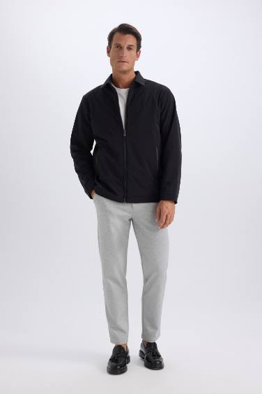 Slim Fit Dar Kesim Polo Yaka Astarlı Fermuarlı Mont