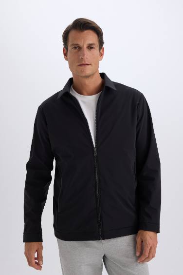 Slim Fit Dar Kesim Polo Yaka Astarlı Fermuarlı Mont