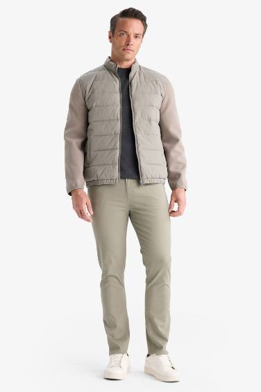 Slim Fit High Neck Zippered Puffer Jacket